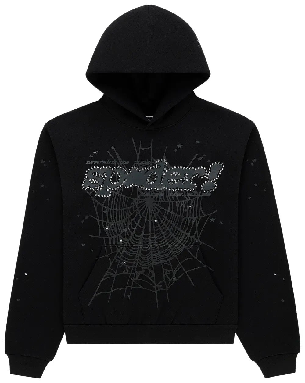 Sp5der Rhinestone Punk V2 Hoodie 'Black'