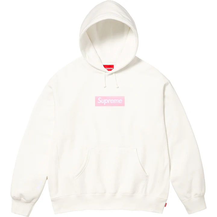 Supreme Box Logo Hooded Sweatshirt "Pink On White" (FW25)
