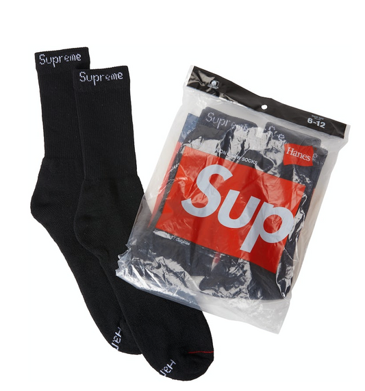 Supreme Hanes Socks (4 Pack) Black