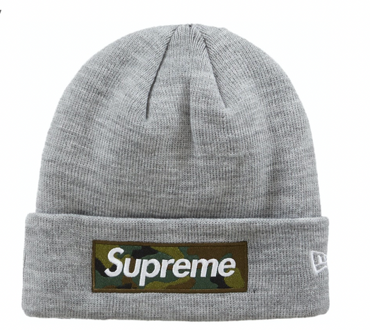 Supreme New Era Box Logo Beanie (FW23) "Heather Grey"