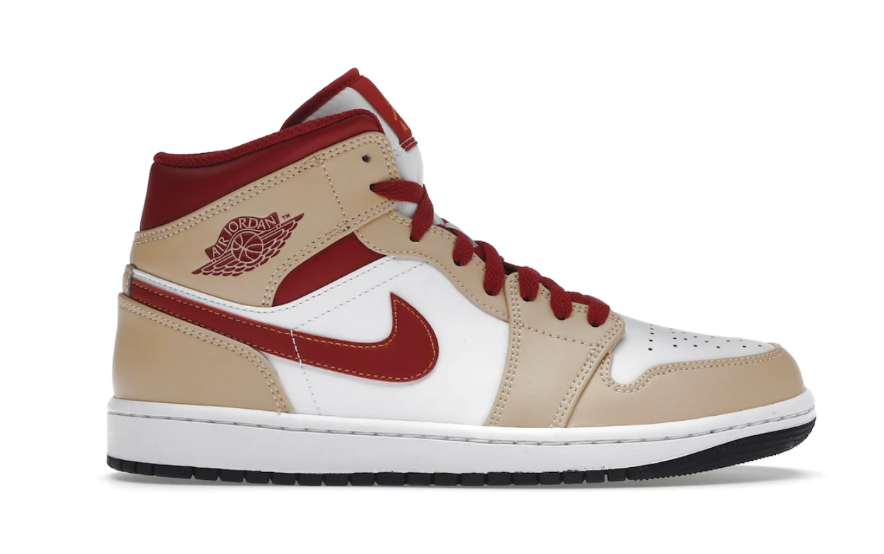 Jordan 1 Mid "Light Curry Cardinal"