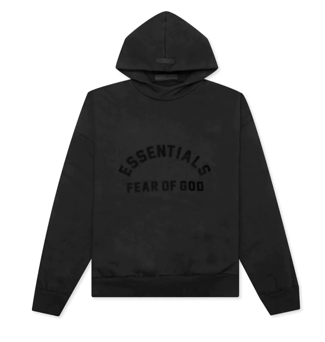 Essentials Black Bonded Hoodie (Jet Black)