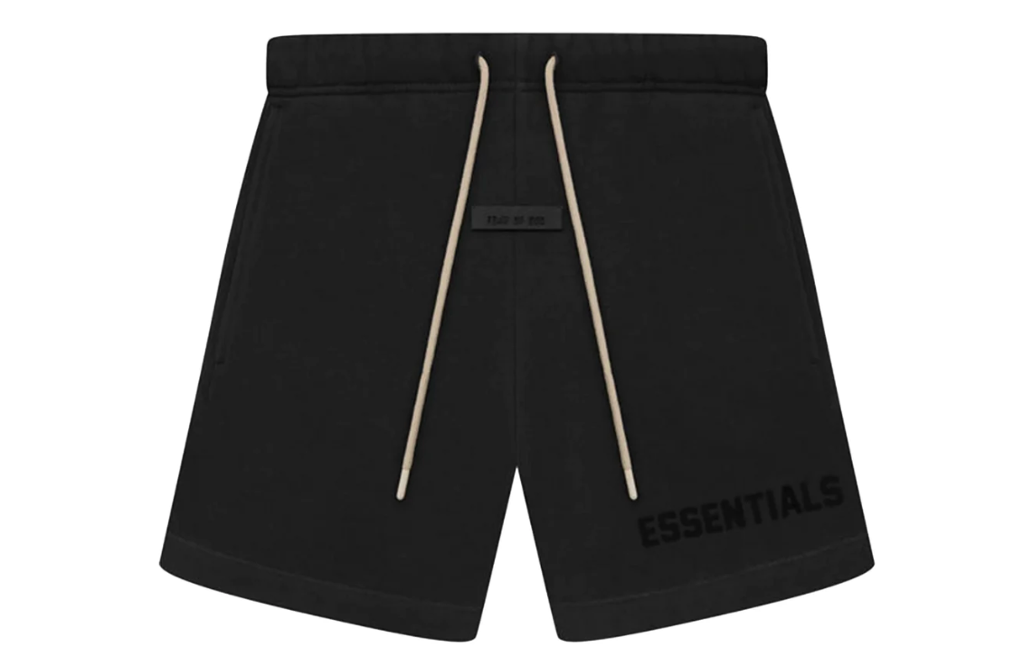 Essentials Black Bonded Sweatshorts (Jet Black)