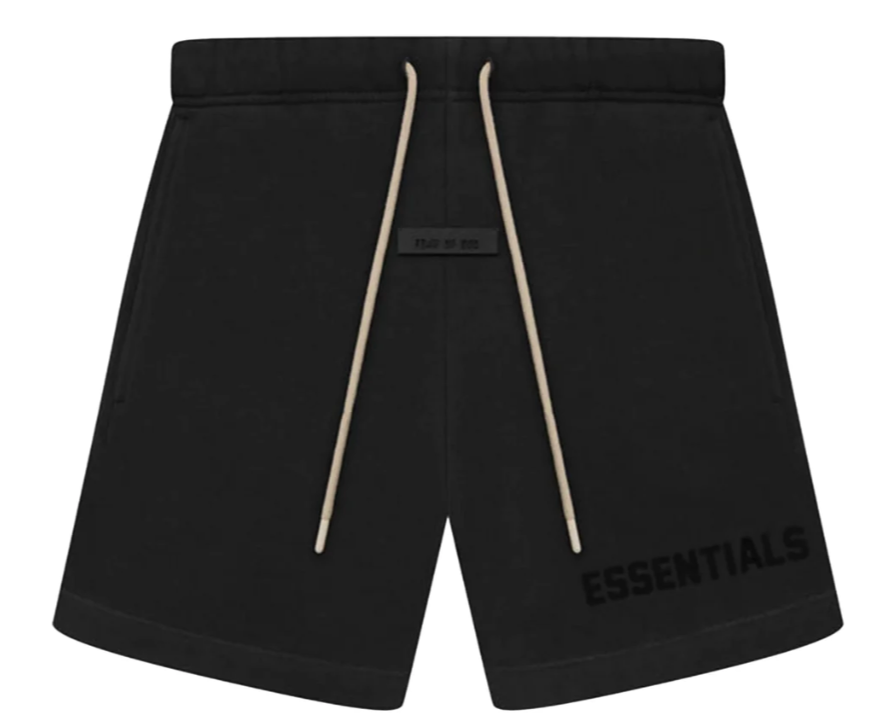 Essentials Black Bonded Sweatshorts (Jet Black)