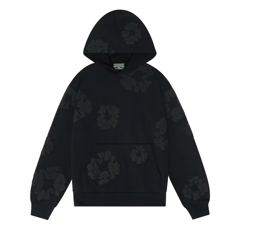 Denim Tears Cotton Wreath Hoodie "Black Monochrome"