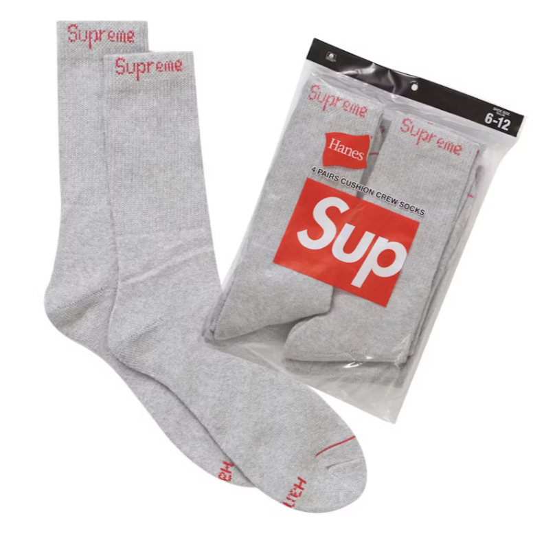 Supreme Hanes Socks (4 Pack) Grey