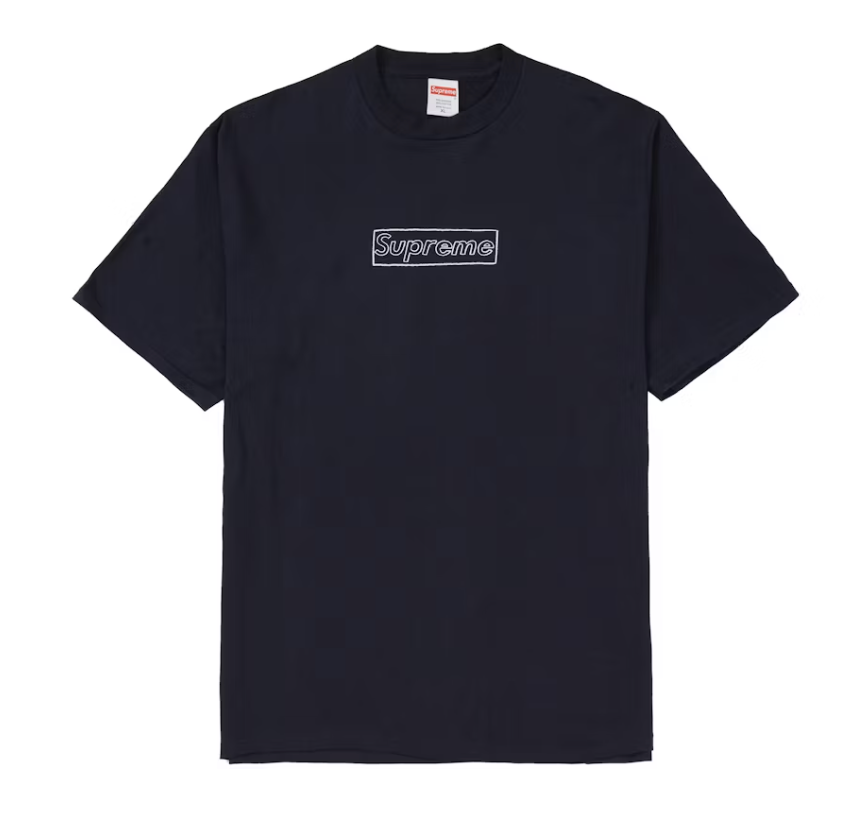 Supreme KAWS Chalk Logo Tee Navy