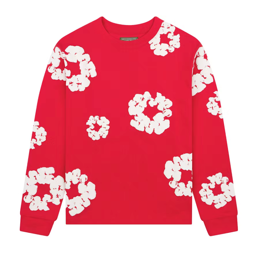 Denim Tears Long Sleeve Cotton Wreath T-shirt (Red)
