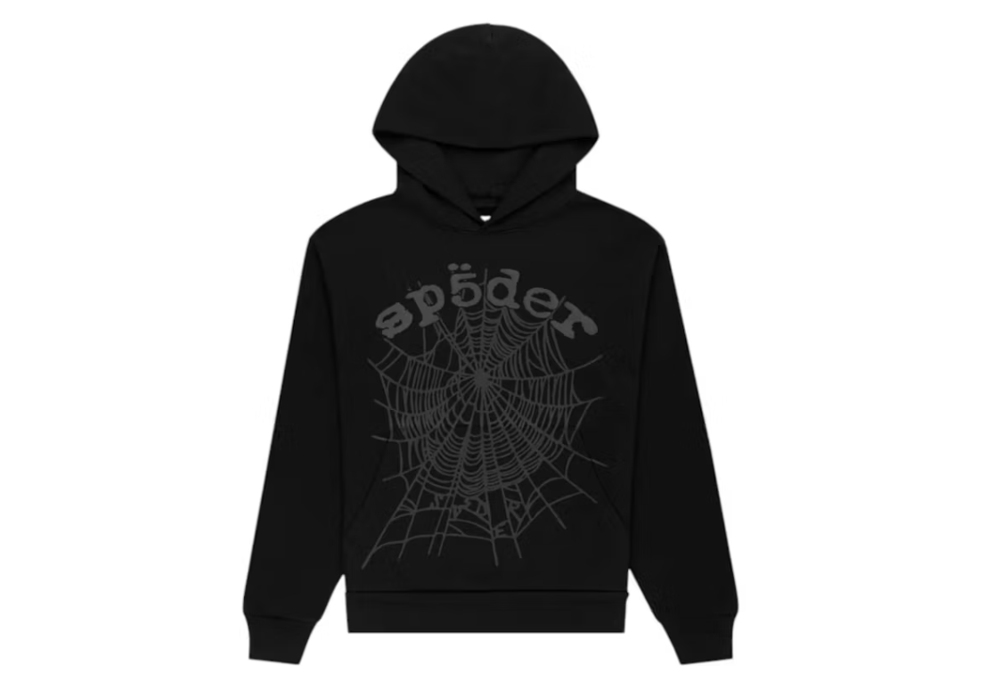 Sp5der "Black Star OG Web v2 Outline Hoodie"