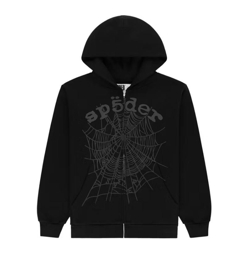 Sp5der OG Web V2 Phantom Zip Up Hoodie (Black)