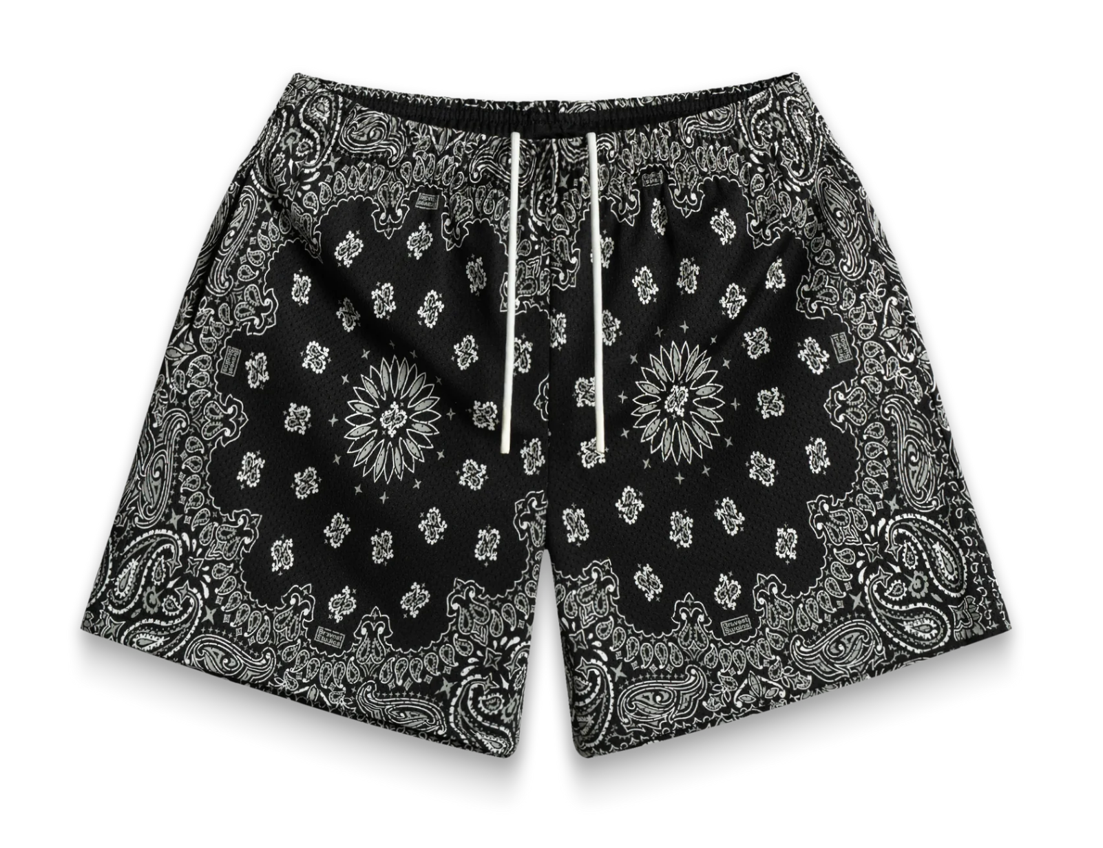 Bravest Studios "Screenprinted Paisley Two Tone Black Shorts"