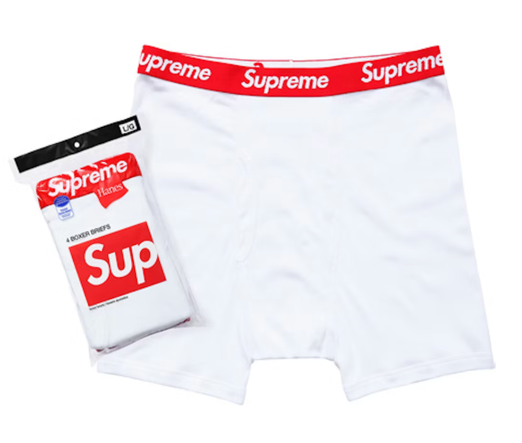 Supreme Hanes Boxer Briefs (4 Pack) White