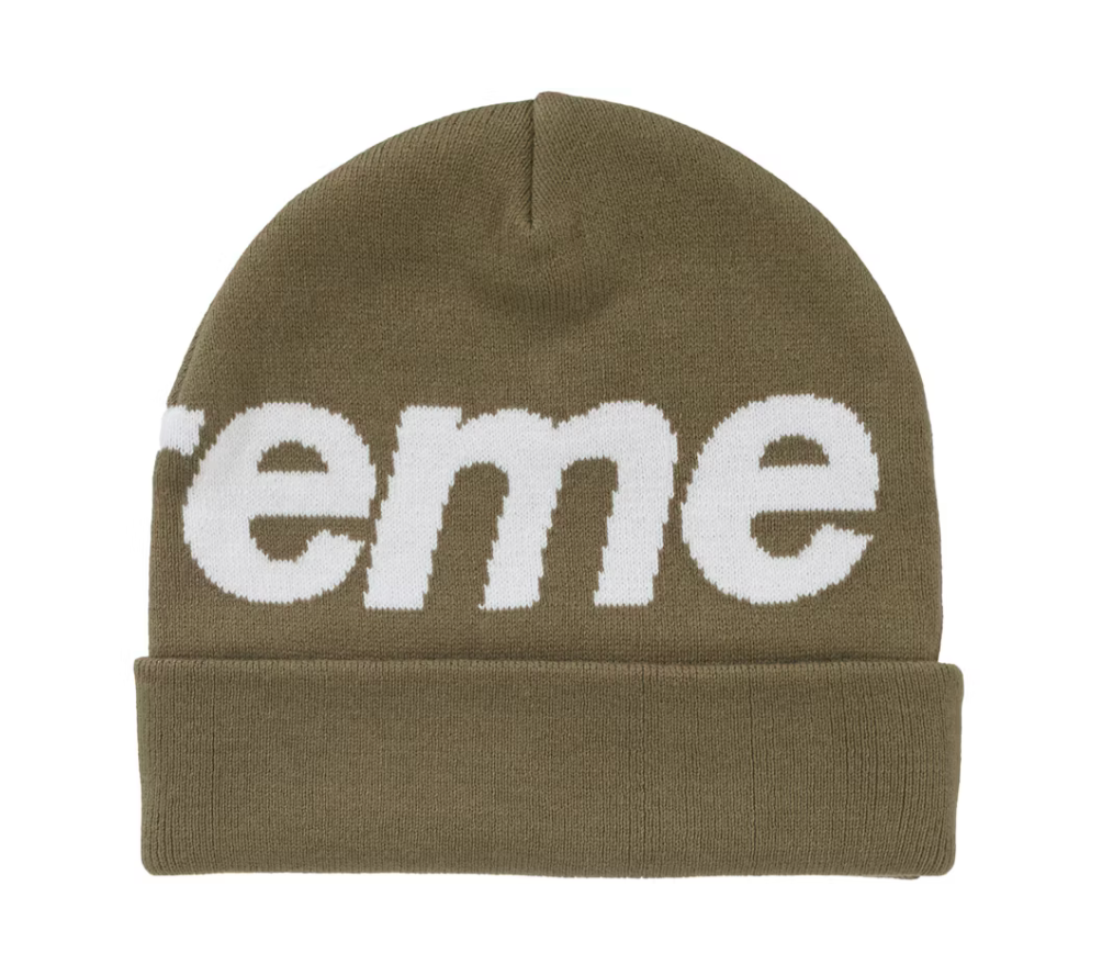 Supreme Big Logo Beanie (FW22) Light Olive