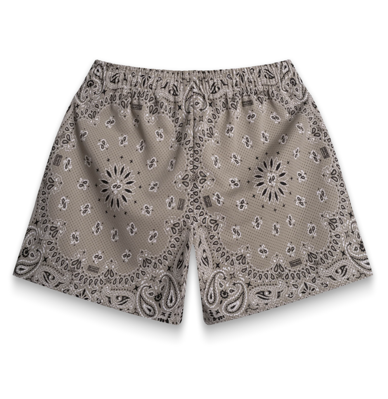 Screenprinted Paisley Two-Tone Khaki Shorts