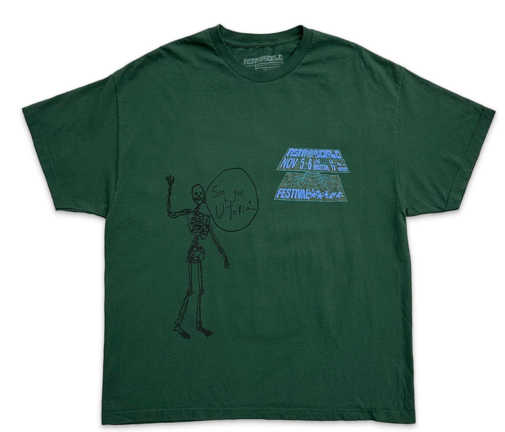 Travis Scott Astroworld 2021 Open Your Eyes Tee "Green"