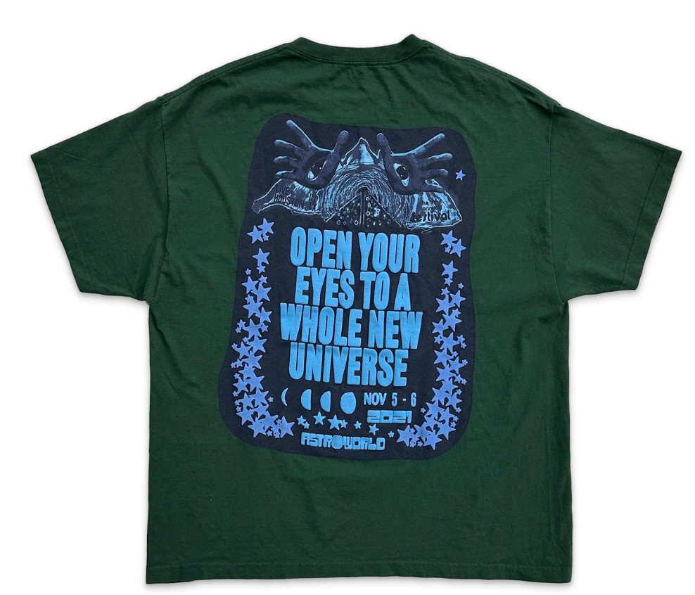 Travis Scott Astroworld 2021 Open Your Eyes Tee "Green"