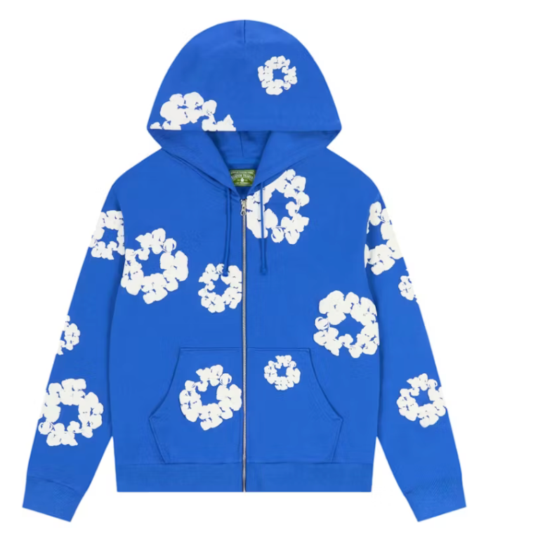 Denim Tears Cotton Wreath Hoodie "Blue" Zip Up