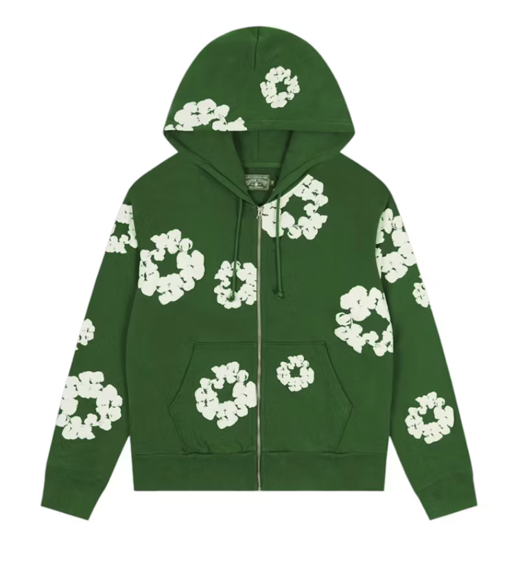 Denim Tears Cotton Wreath Hoodie "Green" Zip Up