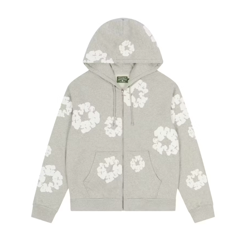 Denim Tears Cotton Wreath Hoodie "Grey" Zip Up