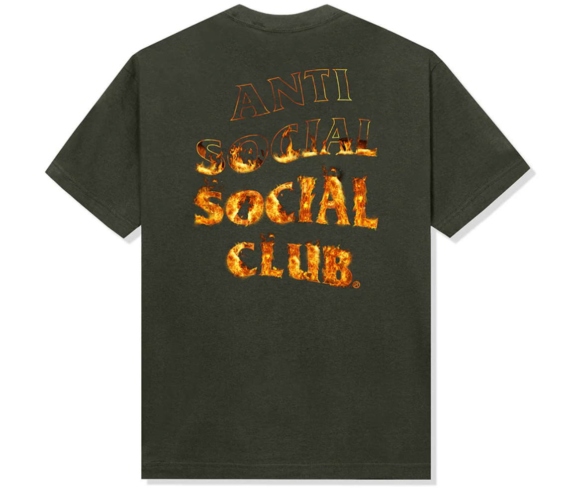 Anti Social Social Club T-Shirt "A Fire Inside" Olive