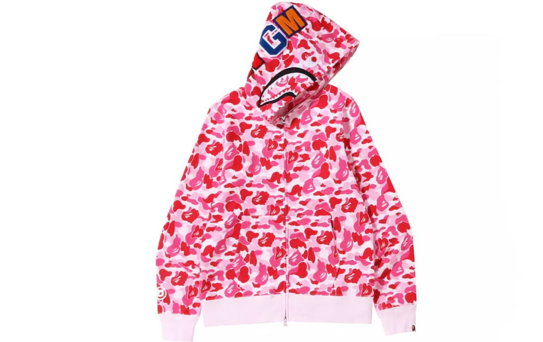 BAPE ABC Camo Shark Full Zip Hoodie Pink