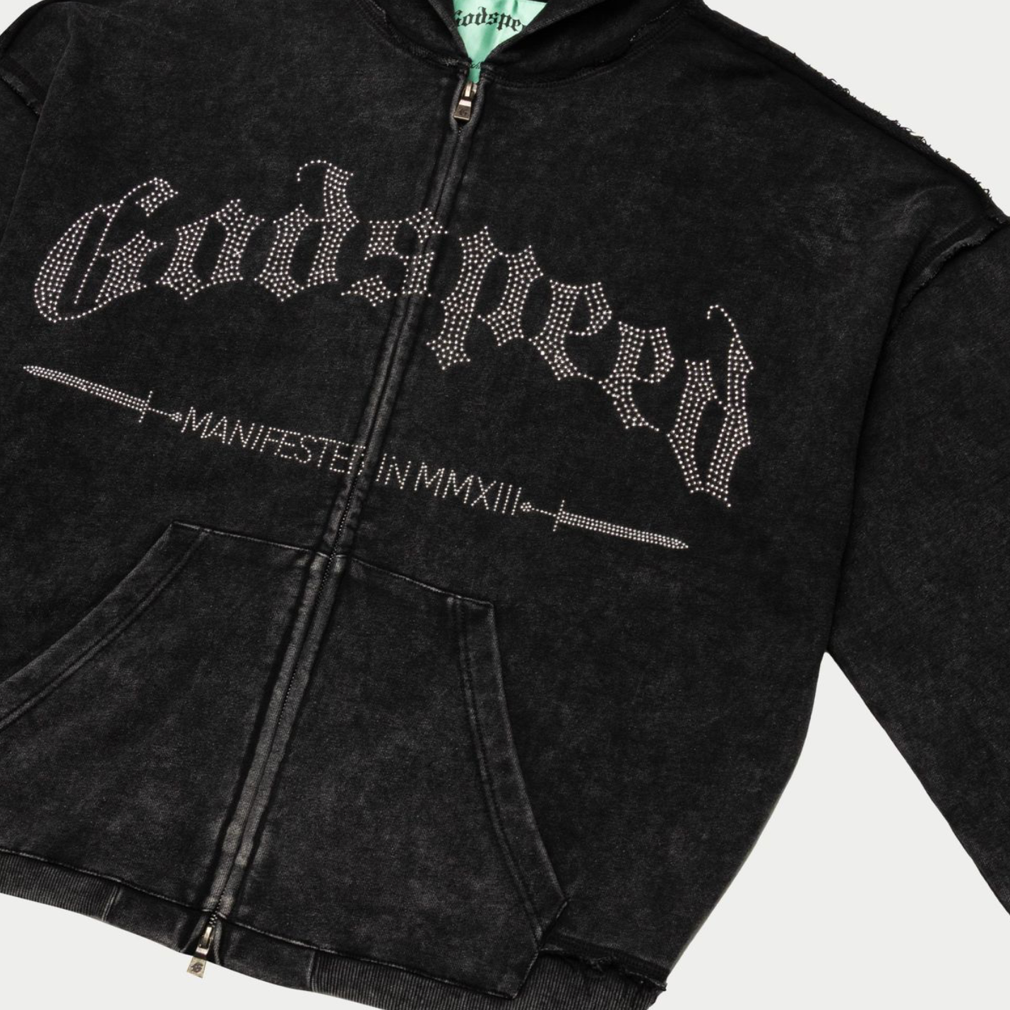 GodSpeed Studded OG Logo Hoodie (Black Wash)