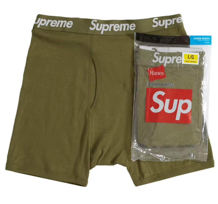 Supreme Hanes Boxer Briefs (2 Pack) Olive
