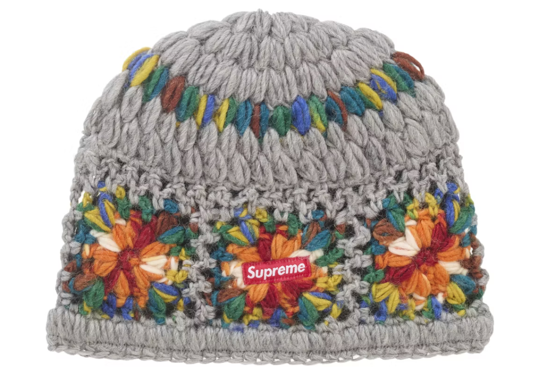 Supreme Crochet Beanie Heather Grey