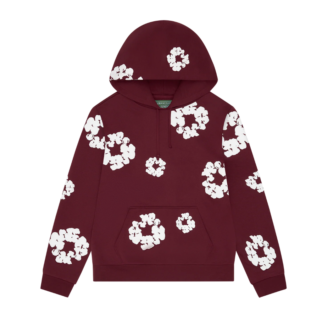 Denim Tears Cotton Wreath Hoodie Burgundy