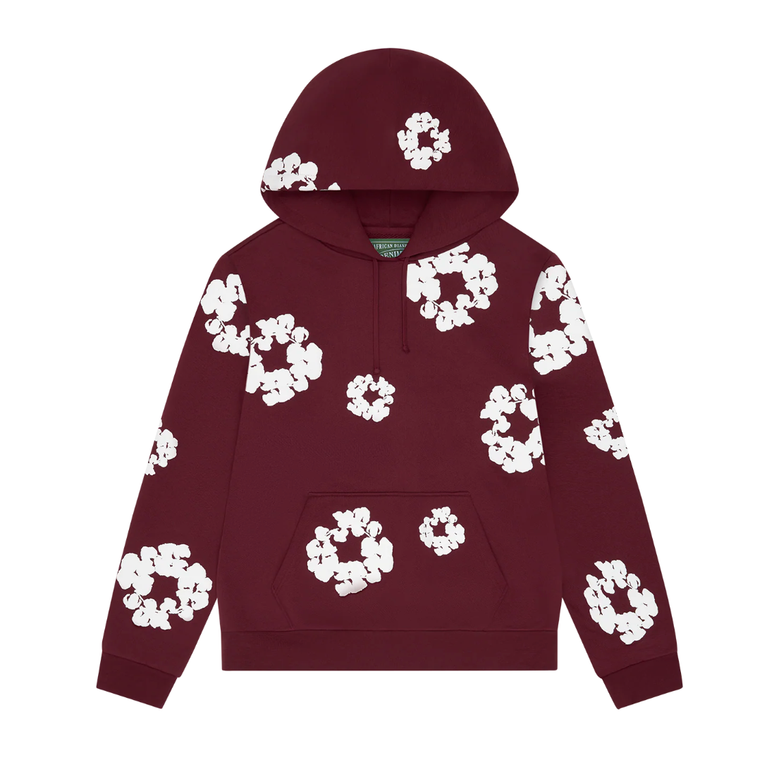 Denim Tears Cotton Wreath Hoodie Burgundy