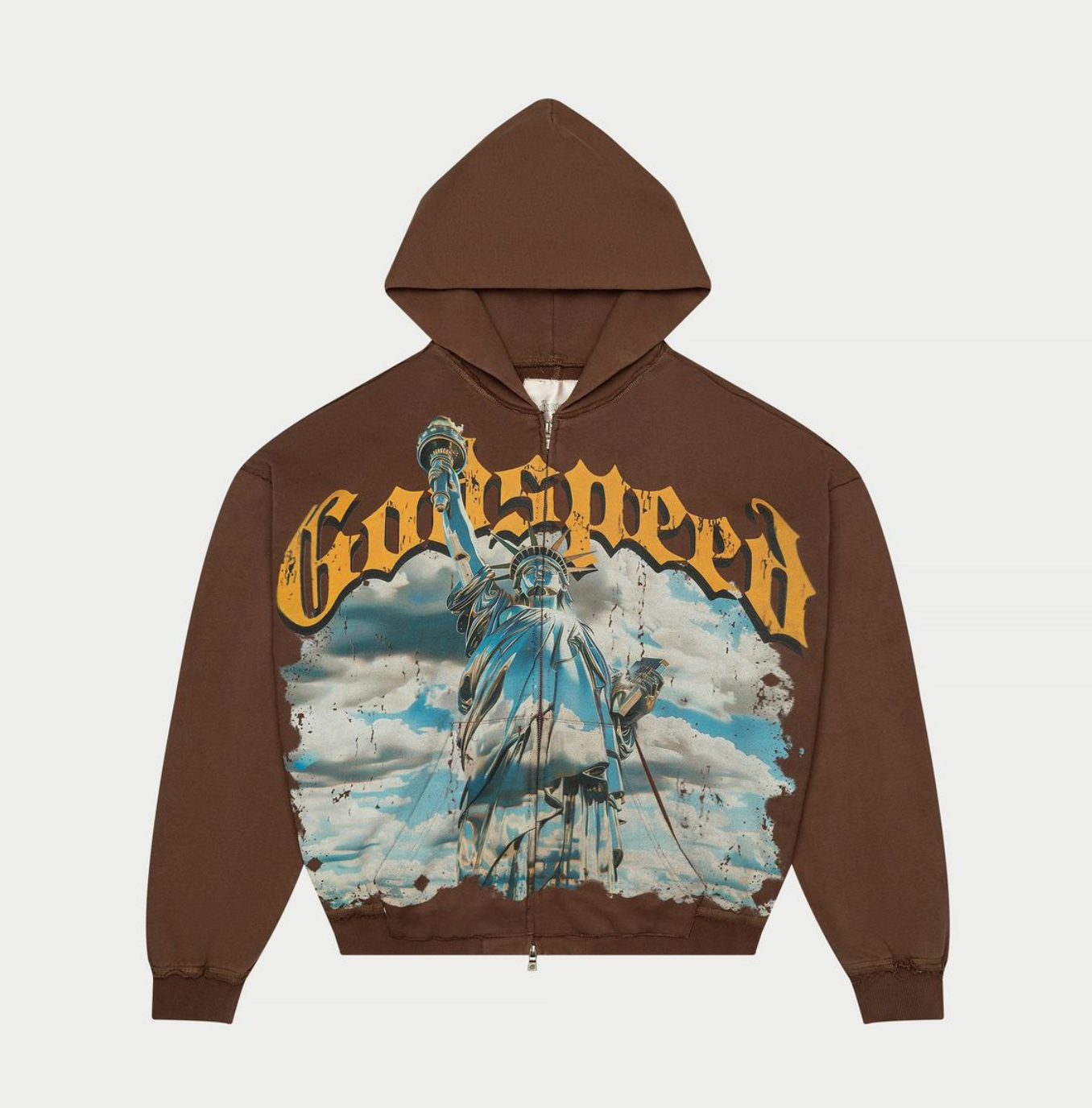 GodSpeed "Sunken Liberty" Zip Hoodie V2 (Brown Wash)