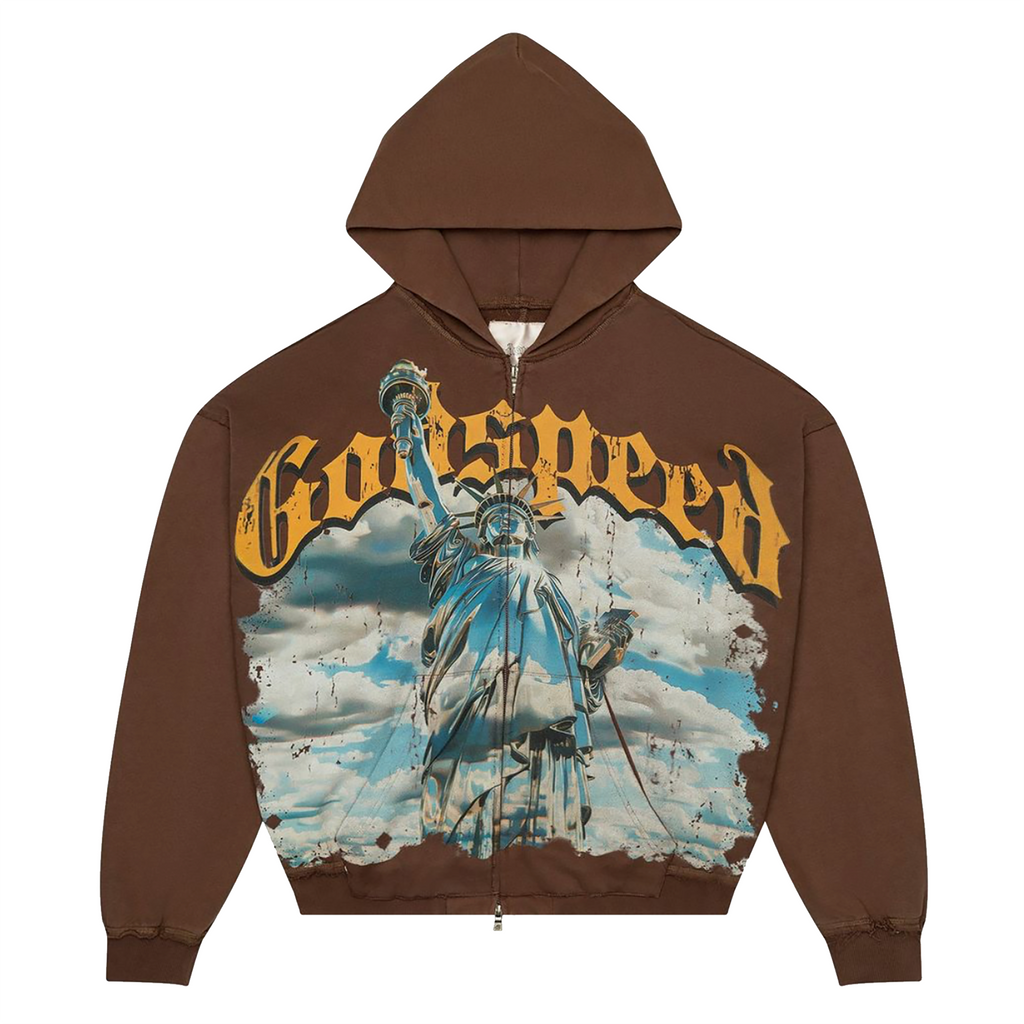 GodSpeed "Sunken Liberty" Zip Hoodie V2 (Brown Wash)