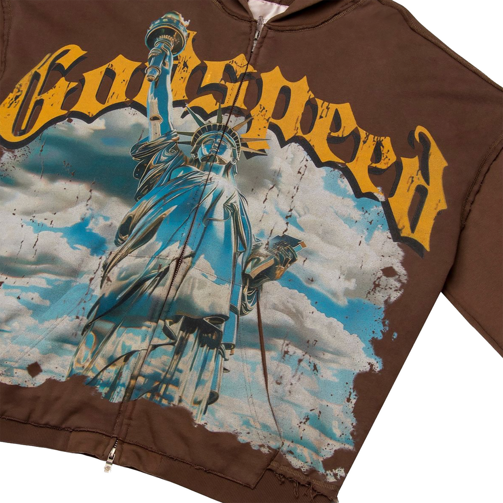 GodSpeed "Sunken Liberty" Zip Hoodie V2 (Brown Wash)
