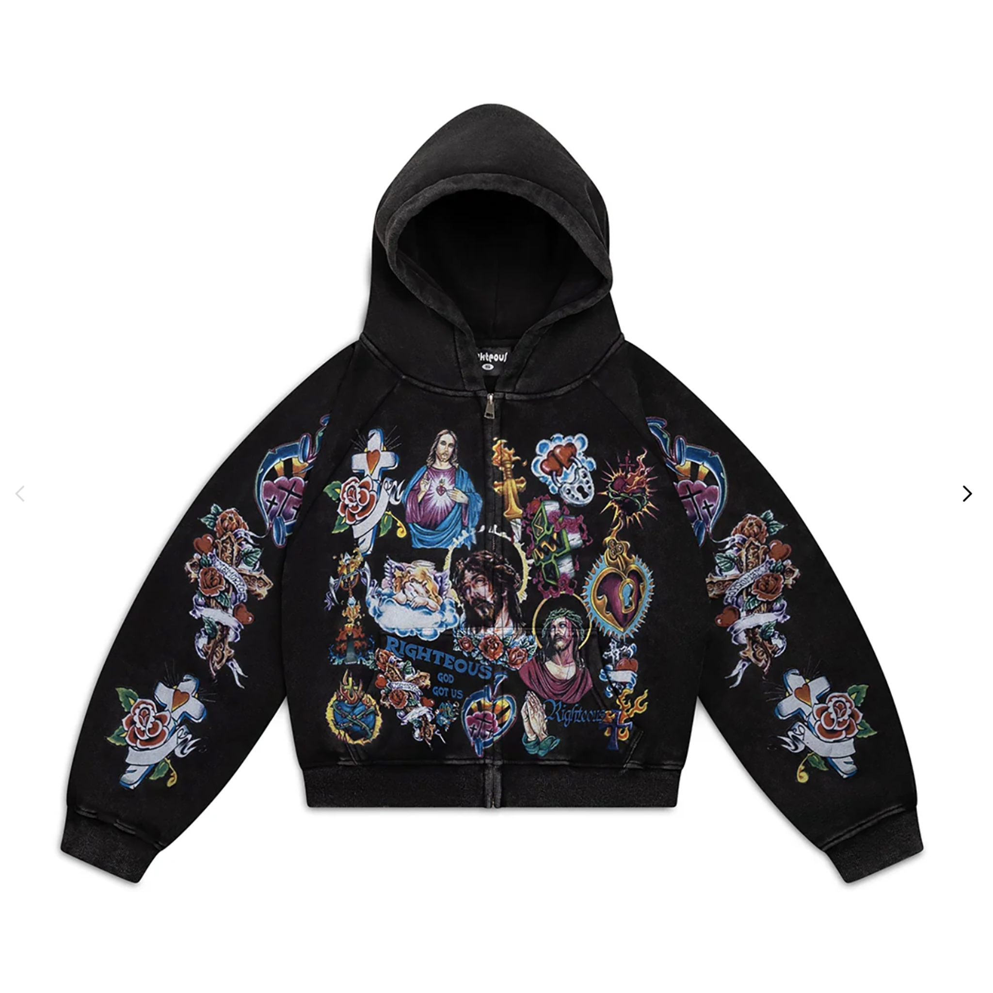 Righteous Risen King Zip Up Hoodie  (Black)