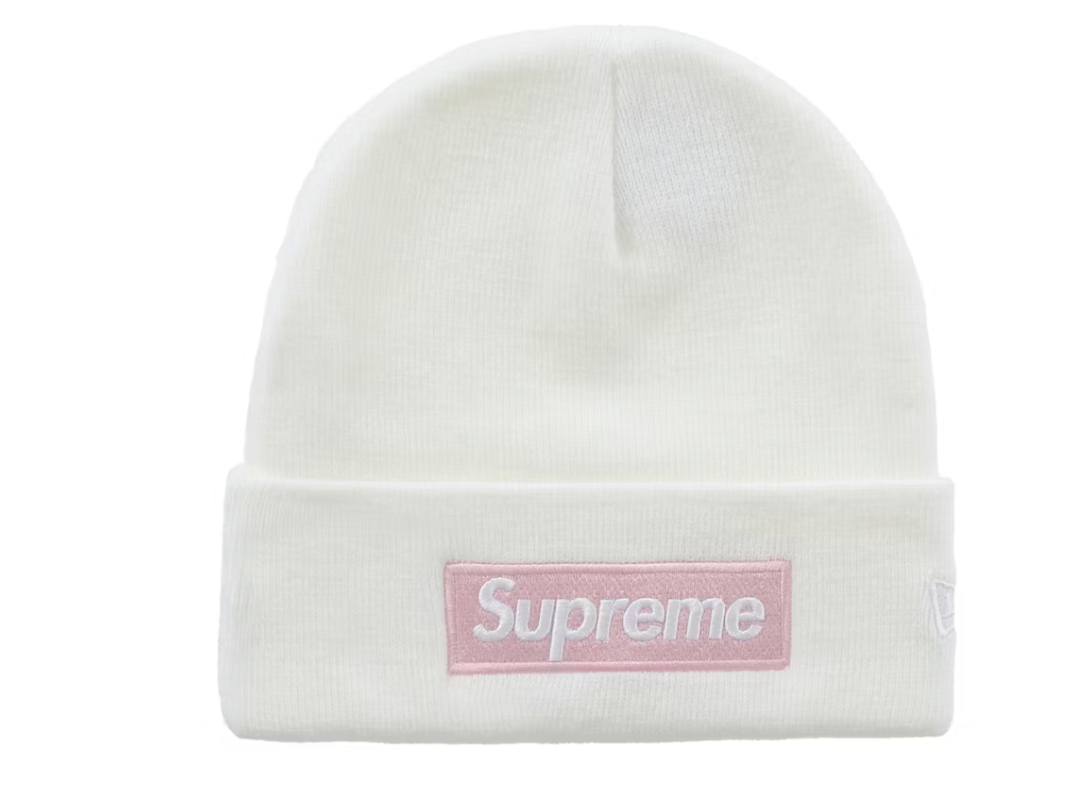 Supreme New Era Box Logo Beanie (FW25) "White/Pink"