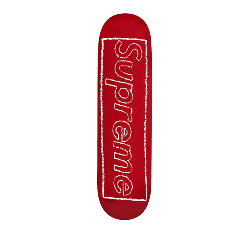 Supreme KAWS Chalk Logo Skateboard Deck "Red" (Displayed)