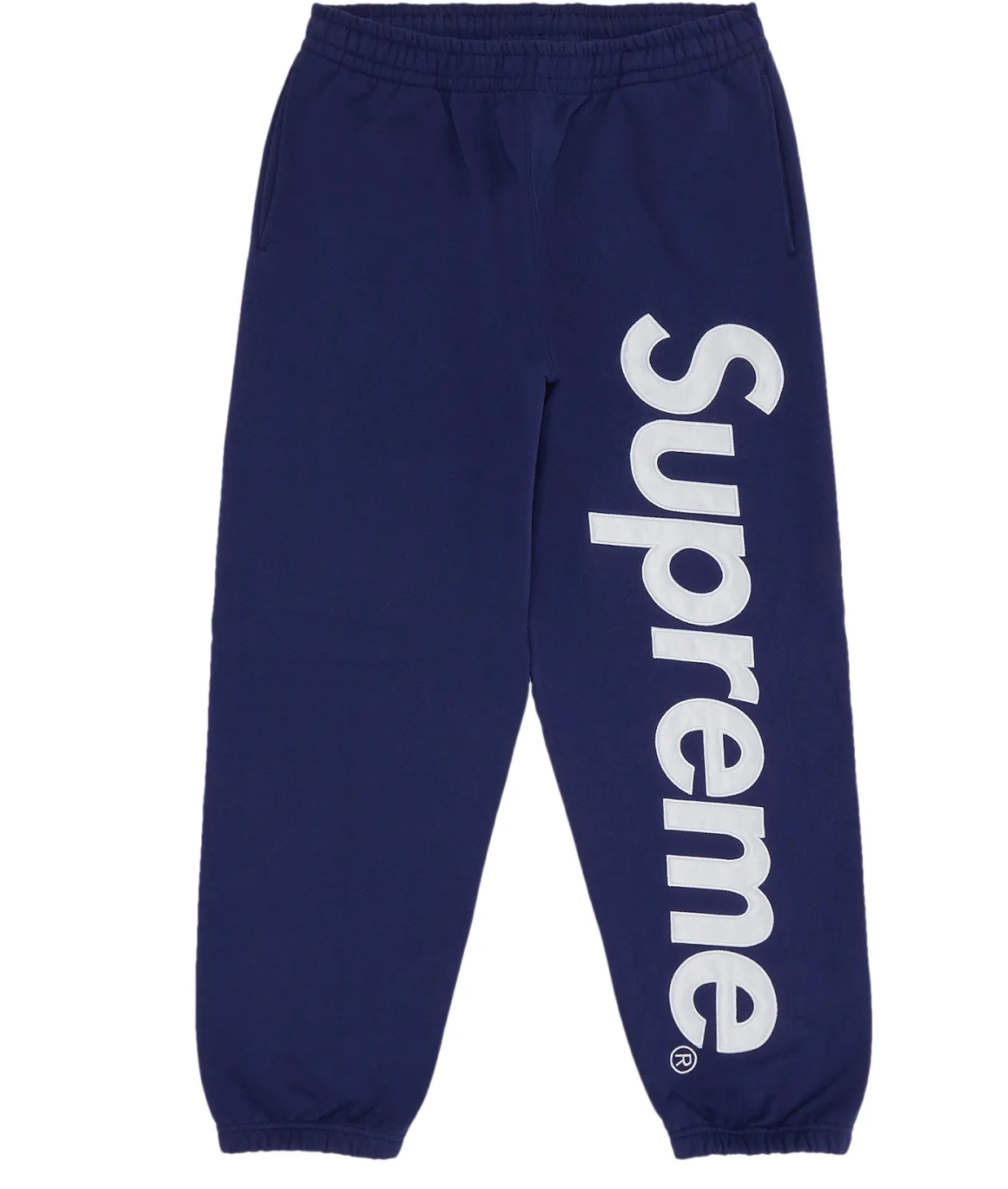 Supreme Satin Appliqué Sweatpant 'Washed Navy' 2023