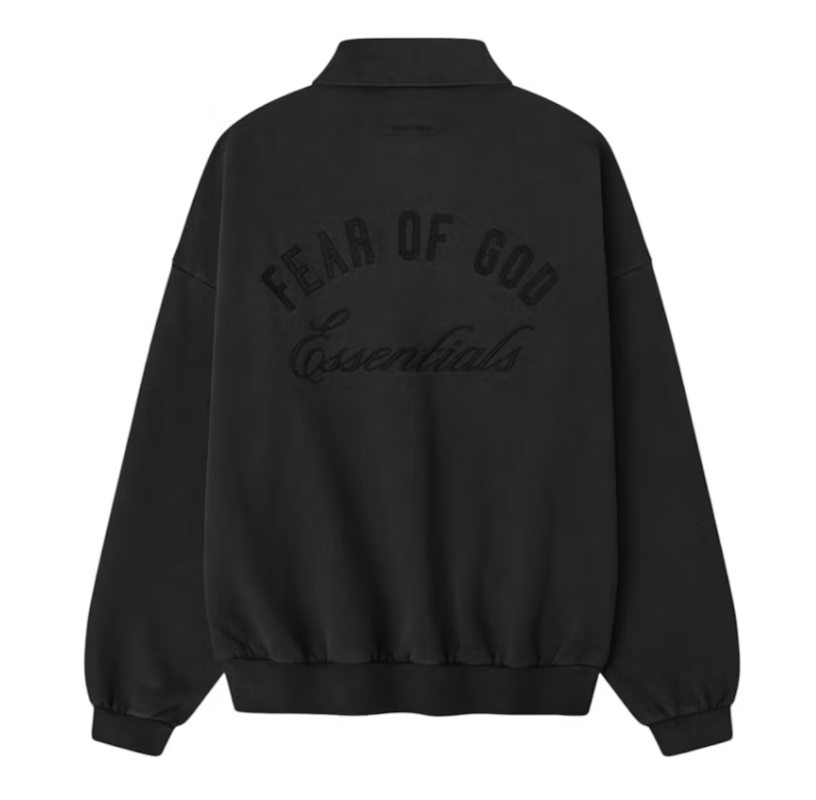 Fear of God Essentials Embroidered Classic Polo Sweatshirt "Vintage Black"