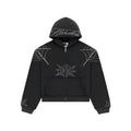 Sp5der King Spider Rhinestone Web Zip Hoodie
