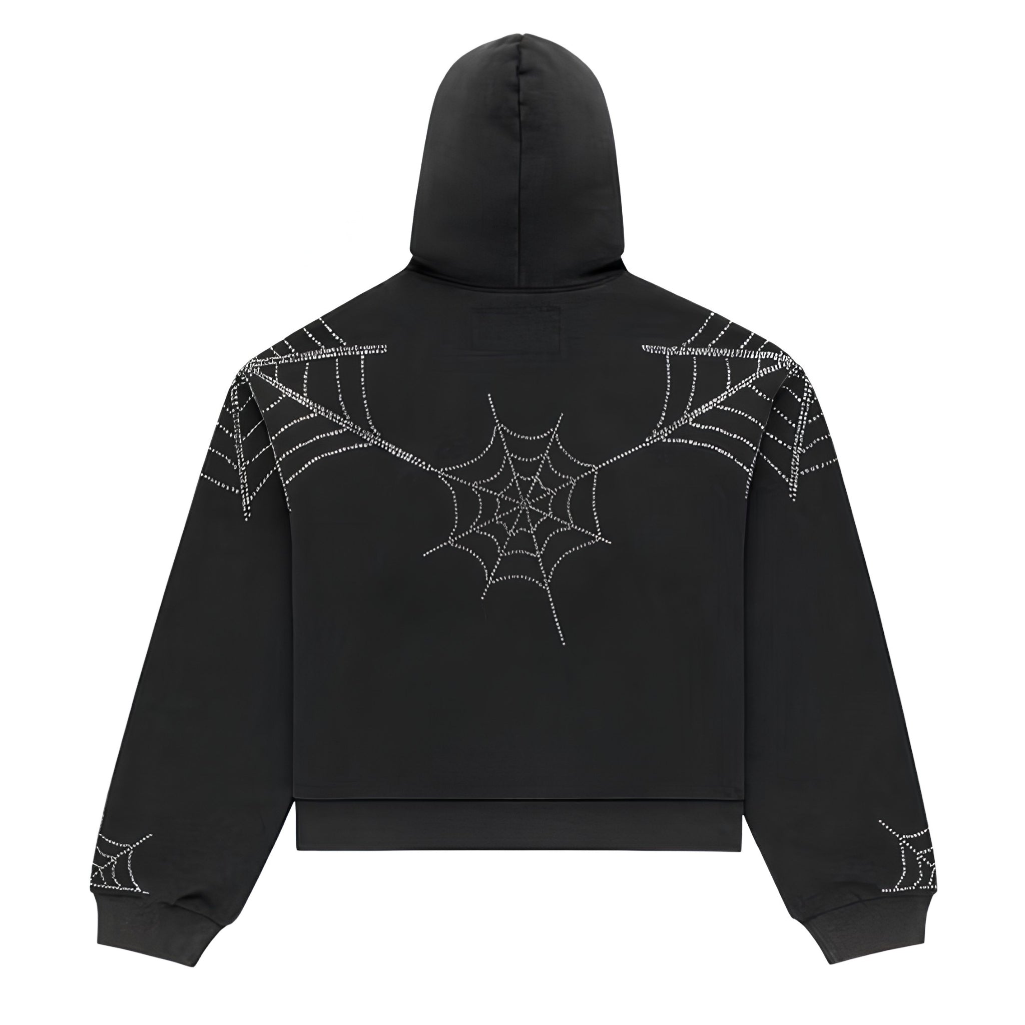 Sp5der King Spider Rhinestone Web Zip Hoodie