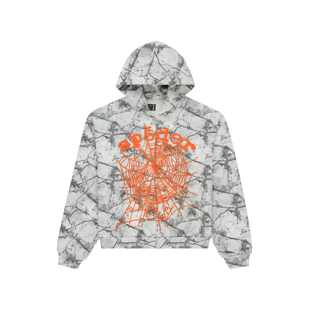 Sp5der Real Tree OG Web V2 Zip Hoodie White Camo