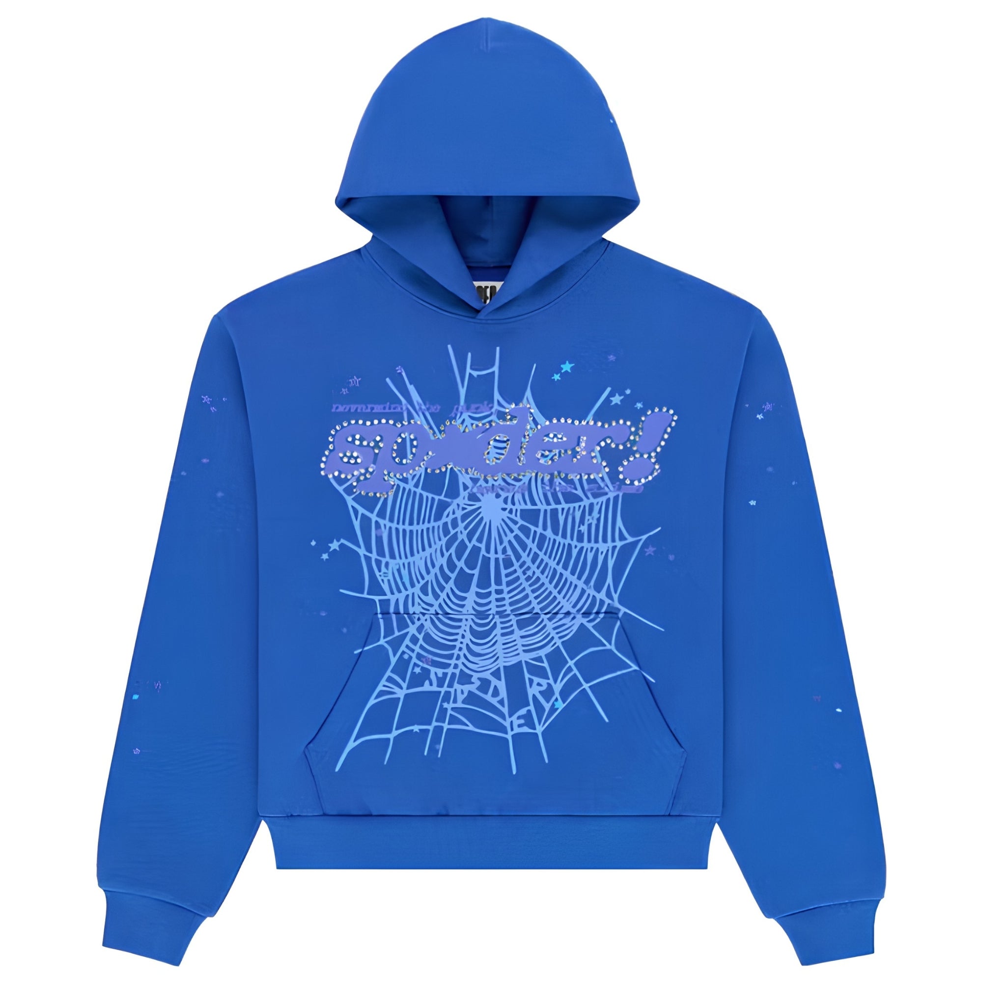 Sp5der Rhinestone Punk V2 Hoodie "Blue"