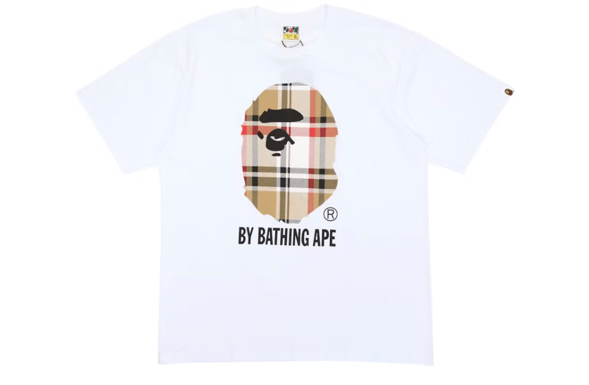 BAPE A Bathing Ape Check by Bathing Tee "White/Beige" - Hype World