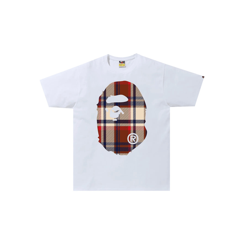 BAPE Check Big Ape Head Tee (White/Red) - Hype World