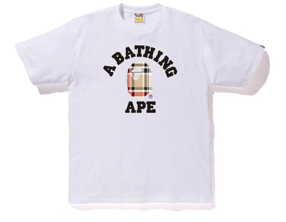 BAPE Check College Tee "White/Beige" - Hype World