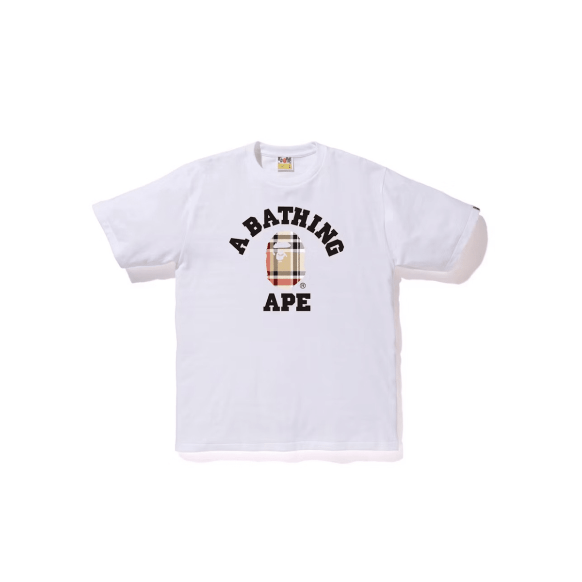 BAPE Check College Tee (White/Beige) - Hype World