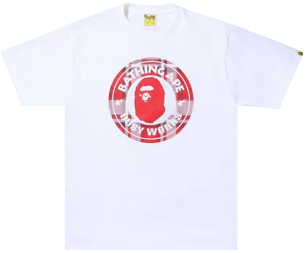 BAPE Check Gift Busy Works Tee White - Hype World