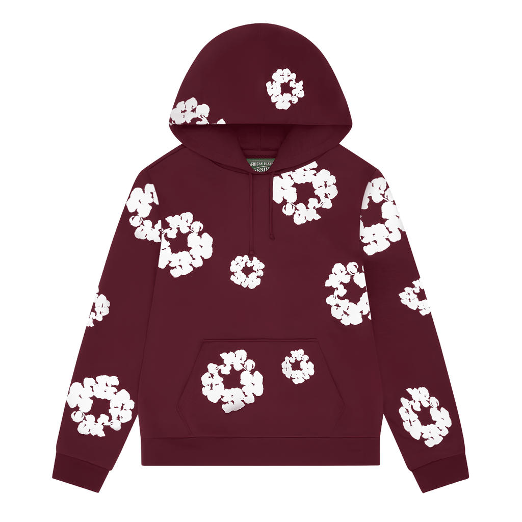 Denim Tears Cotton Wreath Hoodie Burgundy - Hype World