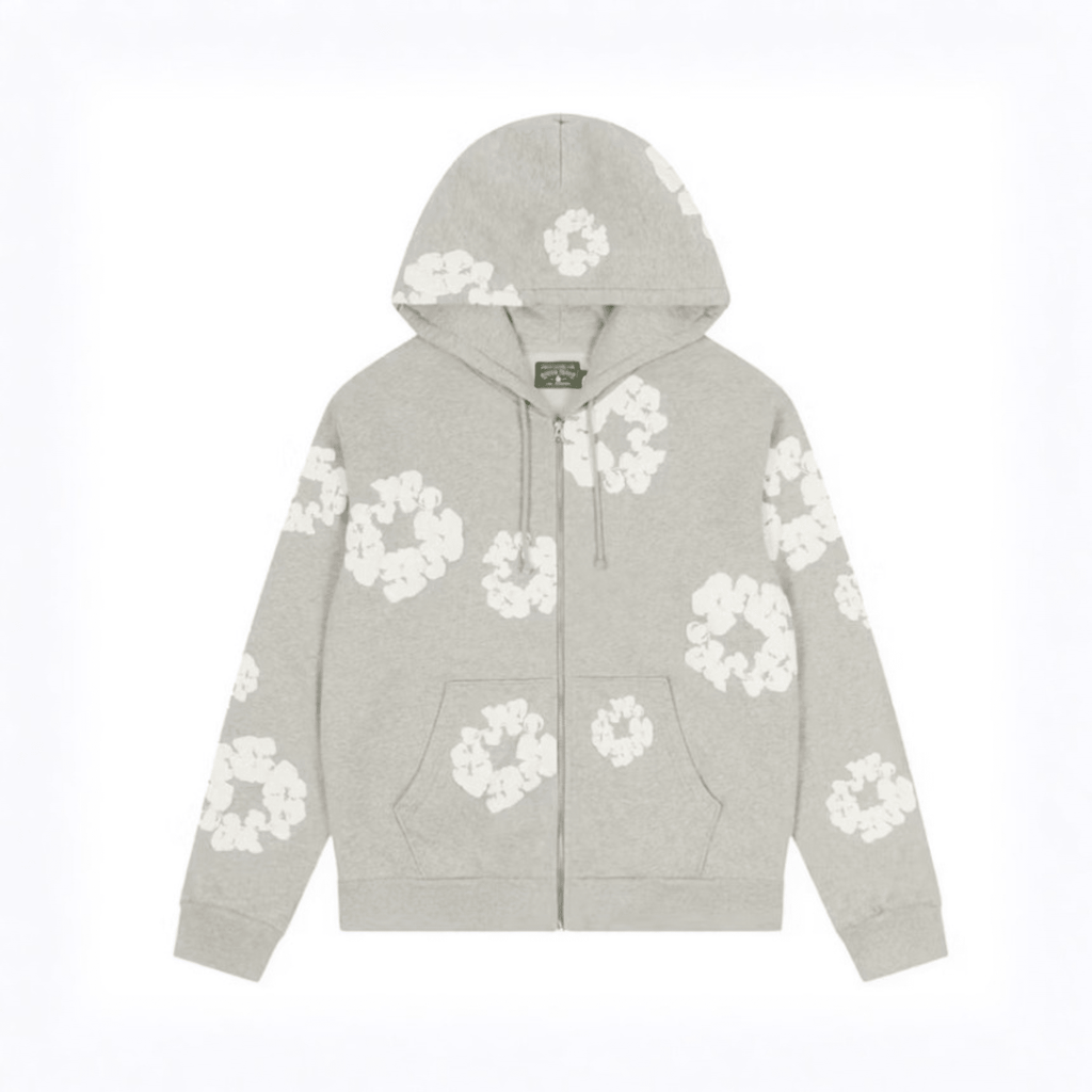 Denim Tears Cotton Wreath Hoodie "Grey" Zip Up - Hype World