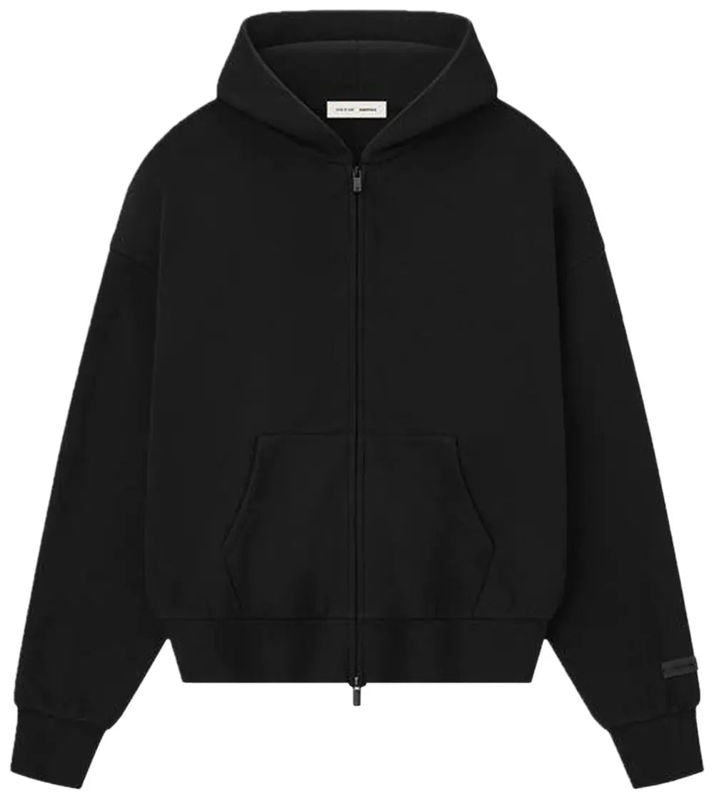 Fear of God Essentials Classic Fleece Zip-Up Hoodie Jet Black - Hype World